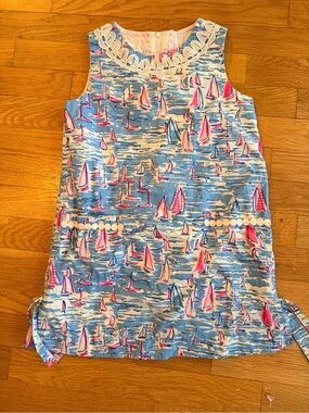 Lilly Pulitzer sailboat girls shift dress “boatylicious” - size 7